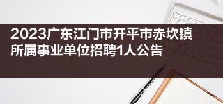 2023广东江门市开平市赤坎镇所属事业单位招聘1人公告