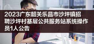 2023广东韶关乐昌市沙坪镇招聘沙坪村基层公共服务站系统操作员1人公告