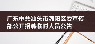 广东中共汕头市潮阳区委宣传部公开招聘临时人员公告