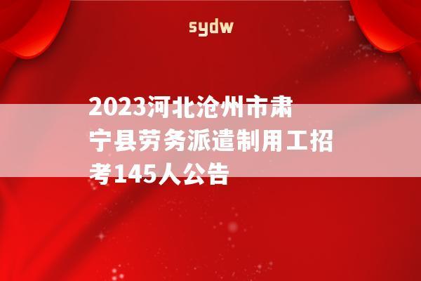 2023河北沧州市肃宁县劳务派遣制用工招考145人公告