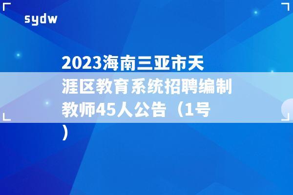 2023海南三亚市天涯区教育系统招聘编制教师45人公告（1号）