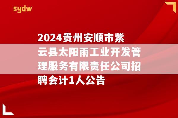 2024贵州安顺市紫云县太阳雨工业开发管理服务有限责任公司招聘会计1人公告