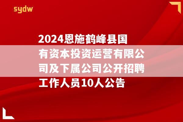 2024恩施鹤峰县国有资本投资运营有限公司及下属公司公开招聘工作人员10人公告