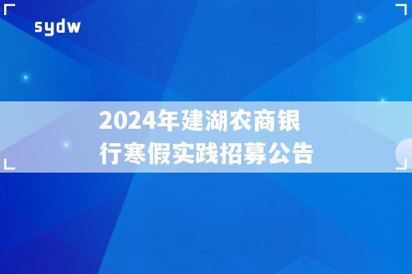 2024年建湖农商银行寒假实践招募公告