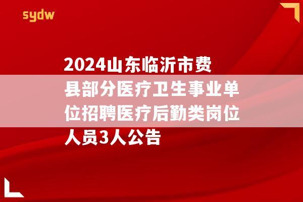 2024山东临沂市费县部分医疗卫生事业单位招聘医疗后勤类岗位人员3人公告