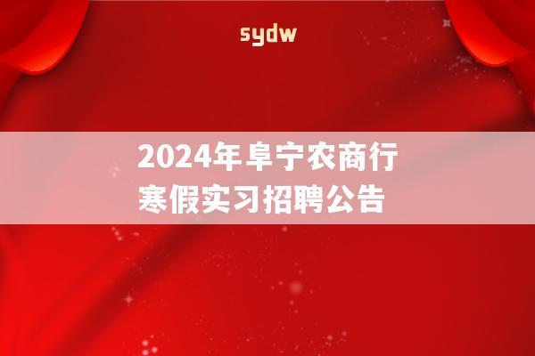 2024年阜宁农商行寒假实习招聘公告