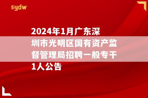 2024年1月广东深圳市光明区国有资产监督管理局招聘一般专干1人公告