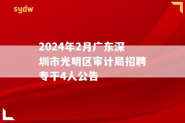 2024年2月广东深圳市光明区审计局招聘专干4人公告