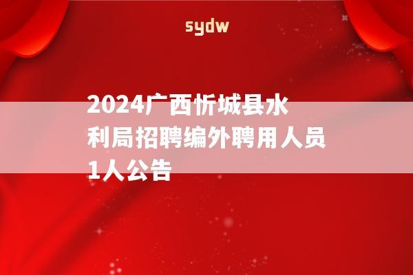 2024广西忻城县水利局招聘编外聘用人员1人公告