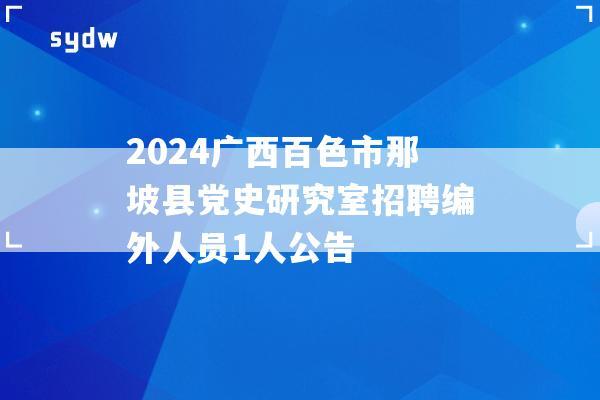 2024广西百色市那坡县党史研究室招聘编外人员1人公告