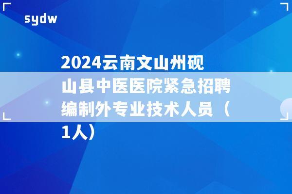 2024云南文山州硯山縣中醫(yī)醫(yī)院緊急招聘編制外專業(yè)技術(shù)人員（1人）