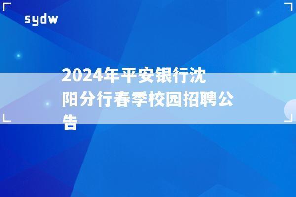 2024年平安银行沈阳分行春季校园招聘公告