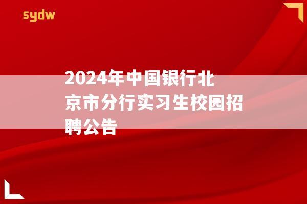 2024年中国银行北京市分行实习生校园招聘公告