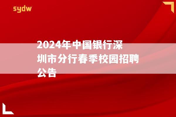 2024年中国银行深圳市分行春季校园招聘公告