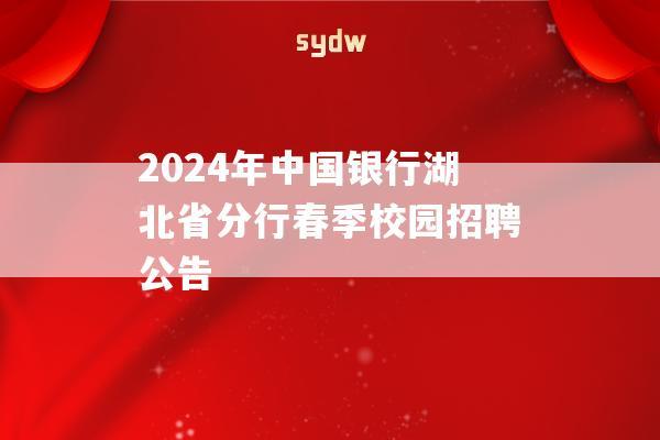 2024年中国银行湖北省分行春季校园招聘公告