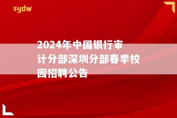 2024年中国银行审计分部深圳分部春季校园招聘公告