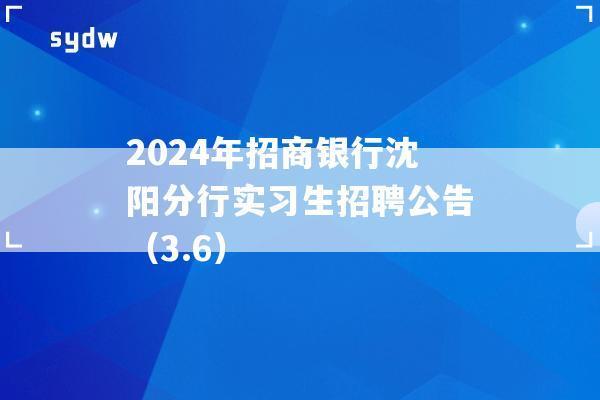 2024年招商银行沈阳分行实习生招聘公告（3.6）