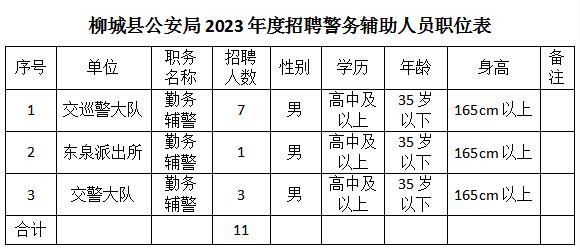 2023年广西柳州柳城县公安局公开招聘警务辅助人员11名