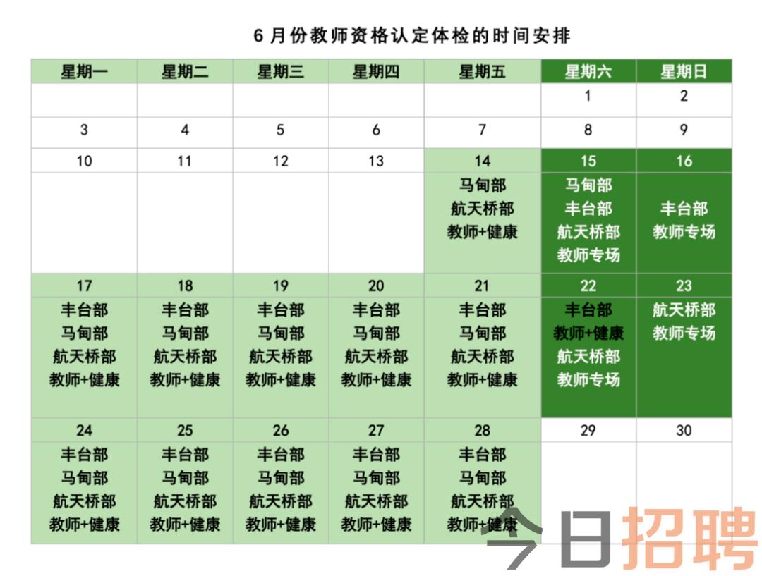 重要通知！中心6月增设教师资格认定体检专场