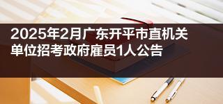 2025年2月广东开平市直机关单位招考政府雇员1人公告