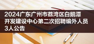 2024广东广州市荔湾区白鹅潭开发建设中心第二次招聘编外人员3人公告