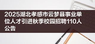 2025湖北孝感市云梦县事业单位人才引进秋季校园招聘110人公告