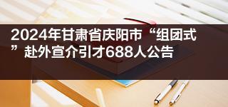 2024年甘肃省庆阳市“组团式”赴外宣介引才688人公告