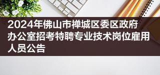 2024年佛山市禅城区委区政府办公室招考特聘专业技术岗位雇用人员公告