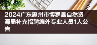 2024广东惠州市博罗县自然资源局补充招聘编外专业人员1人公告