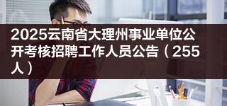 2025云南省大理州事業(yè)單位公開考核招聘工作人員公告（255人）