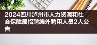 2024四川泸州市人力资源和社会保障局招聘编外聘用人员2人公告